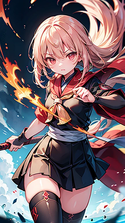 contra o Cavaleiro do Fogo do Inferno, suas espadas se chocando no centro da tela, A pivotal moment captured with dynamic manga-style effects amplifying the impact. The scene comes to life through a vibrant oil painting by the talented artist Adriana Verona. Luna's determined expression contrasts with the Hell Knight's sinister smile, illuminated by dramatic lighting that adds to the intense atmosphere. A temperatura de cor inclina-se para tons quentes, aumentando o choque ardente de suas armas. --V 5 --Estilizar 1000