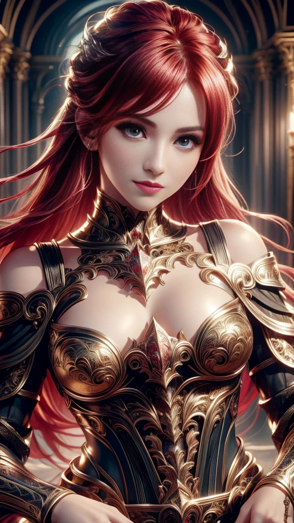 beautiful and delicate woman,The eyes and face are very detailed., exquisite eyes, super detailed, high resolution, The content is very detailed.,Best Quality,Enlightenment,Unit,8K Wallpaper,Masterpiece,Best Quality,Imagine，1 girl，Wear a sexy red bikini armor.，The armor has patterns.，Red style priest&#39;s mantle，priest hat，standing posture，long legs，Put on red boots，Look at the audience，in front of the audience，long flowing hair，Surreal 8000g，flawlesasterpiece，professional artwork，famous work of art，light，film bloom，Perfect face，pretty face，Fancy，dreamy and magical，unreal，intricate details，Exquisite pattern…Korean woman face.