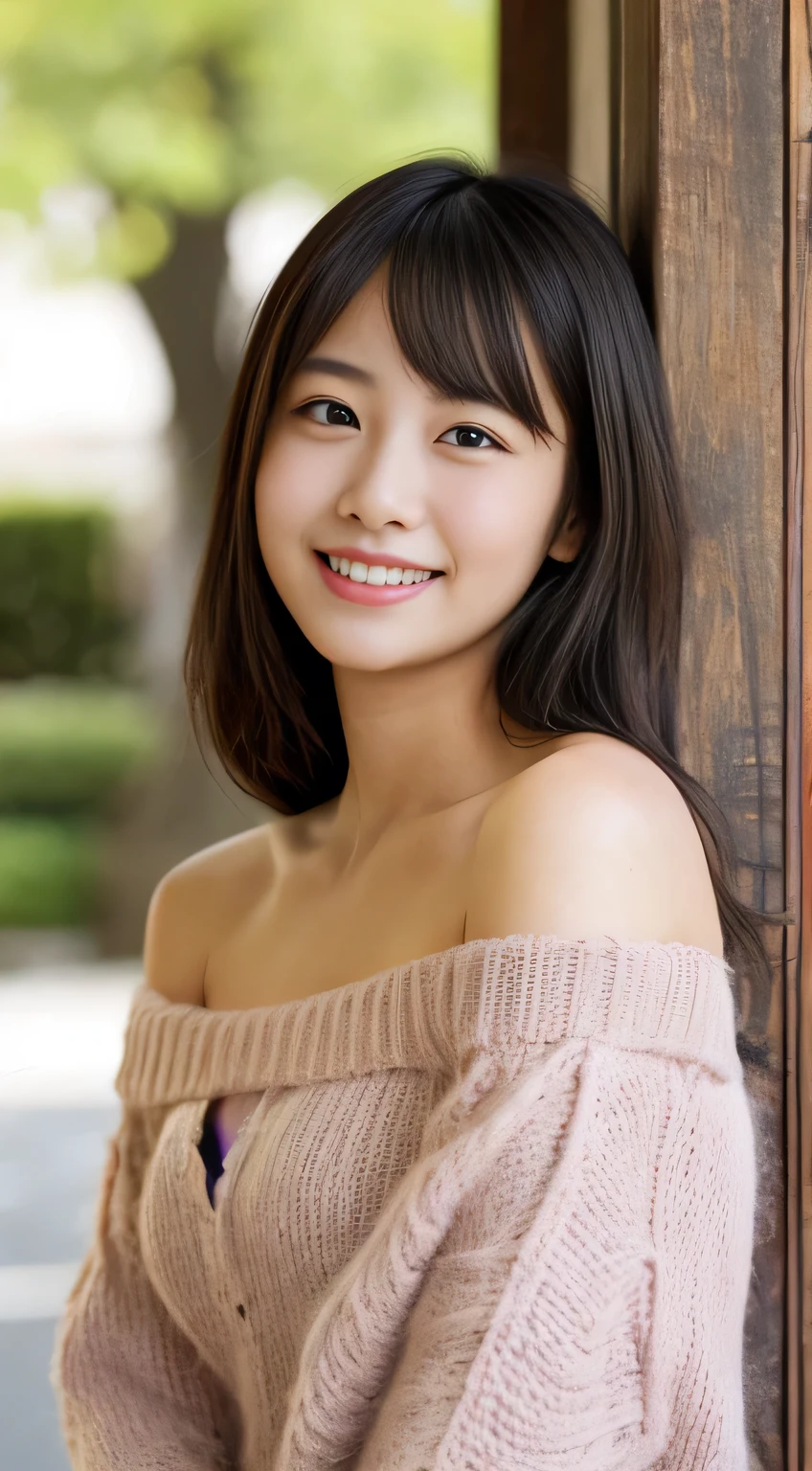 (8K、RAW Photos、Highest quality、masterpiece:1.2)、(Realistic、Photorealistic:1.37),(((cowboy shot)))、Super detailed、Ultra High Resolution、((Solo girl, 24 years old)), white dress shirt, blue pleated skirt, Japanese Student Model, Looking into the camera、Beautifully detailed face、A kind smile、(cute:1.2)、narrow、(Slim waist:1.3)