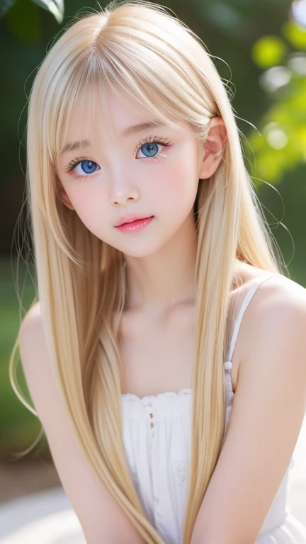  blonde twin tails are sexy ,  so her young face is so cute and her first 々 so innocent and beautiful 、Very beautiful, shiny white skin、 bangs that fall over the eyes、Beautiful, disheveled bangs between eyes、 very beautiful and beautiful shining super bright white bright sky blue big eyes、Very big eyes、Small Face Beauty、 beautiful super long shiny silky straight blonde fluttering hair 、 petite ,  very beautiful and cute girl 、Gloss Face、 cheek gloss highlights 、White skin、