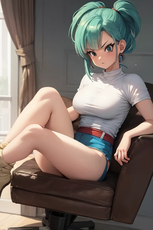 ((extremely detailed CG unity 4k wallpaper)),(masterpiece),(ultra quality),(ultra-detailed),(best illustration),(best shadow),(Extremely Detailed),(absurdres),(detailed background), Bulma, 1girl, solo, blue hair, blue eyes, jewelry, earrings, , lipstick, makeup, short hair, tree,n full body picture sensual pose, on over the shoulder pose, showing her underwear, with her buttocks raised and round, smiling at the camera, changing clothes, in front of a window,, smile, cup,
