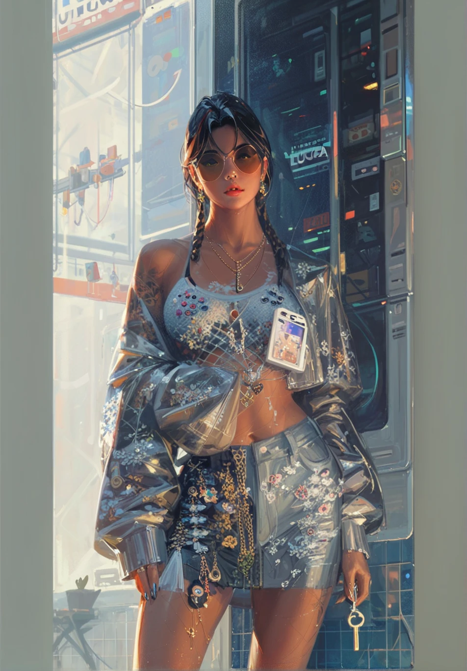 GUWEIZ ARTWORK ,full body, lucia from gta6 ,  , brunette 

To achieve photography that resembles Guweiz's art, you can focus on several key elements that define his style:
1. Cinematic Atmosphere: , 