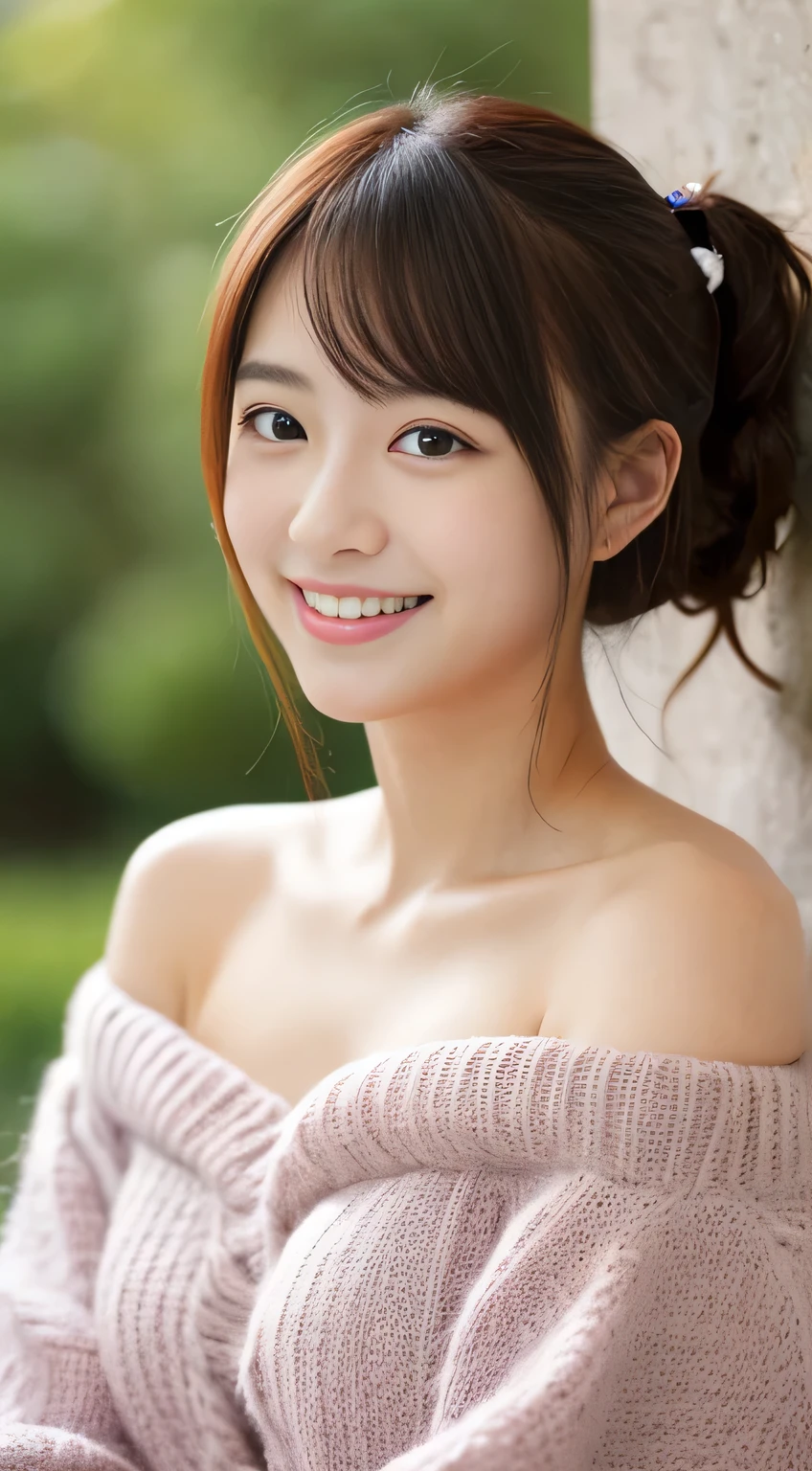 masterpiece,best quality,(Japanese girl),((Beautiful girl)),cleavage,(off shoulder:1.2),(perfect body beauty:1.2),(shy smile)