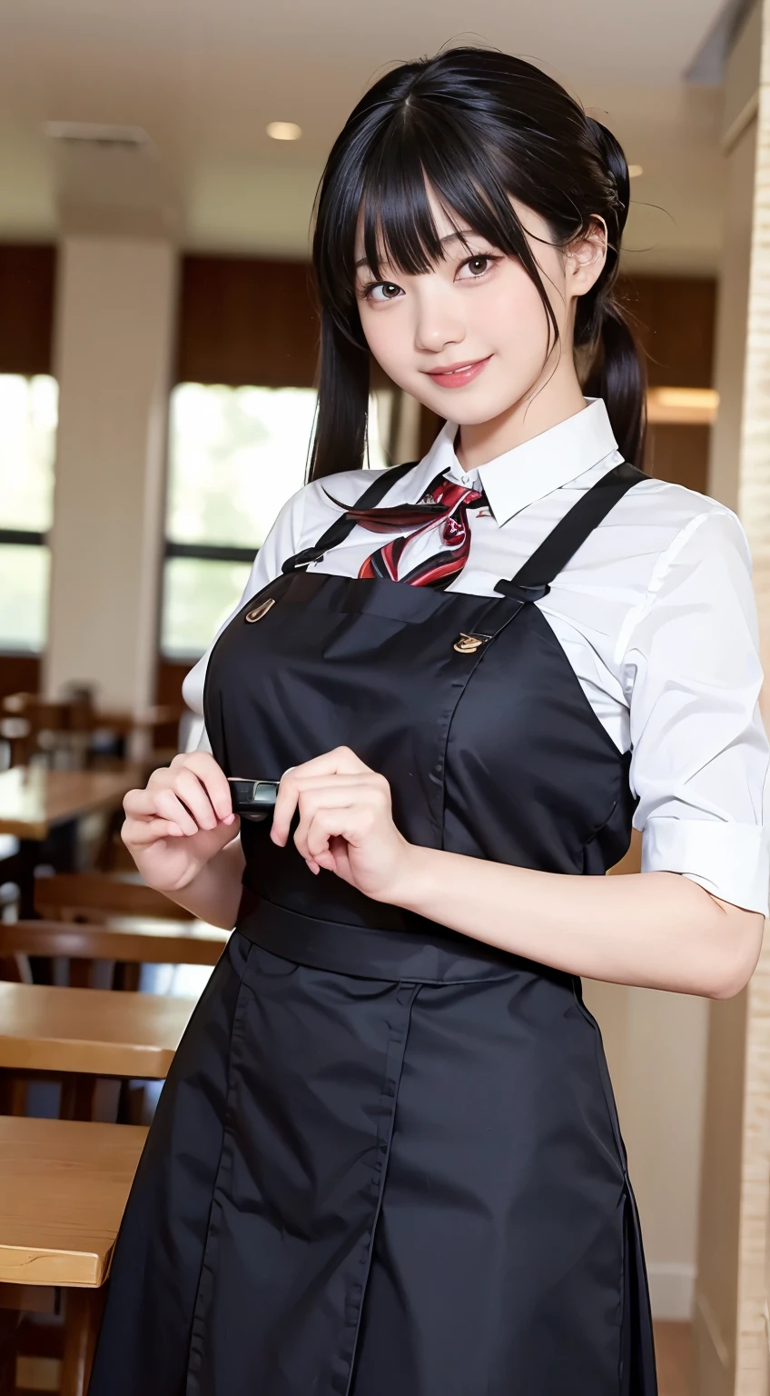 Seniors working at a cafe woman Cafe uniform looking at the camera heart crystal