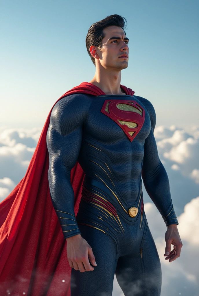 arafed man in a superman suit standing in front of a plane, superman, superman costume, superman pose, textless, herry cavill, henry cavill!!!, dwayne johnson as superman, justin hartley as superman, tom hanks as superman, his cape is the american flag, superhero body, superman emerging from the sun, henry cavill, nicholas cage as superman