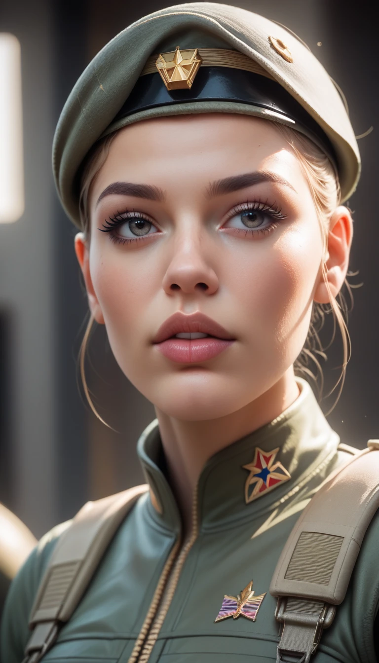 (((masterpiece))),(((a high resolution)))、(((8 K)))、(((beautiful woman, The Modern Soldier))), big , ((eyes of the highest quality)), ((detailed face)), (detailed texture), look into the camera