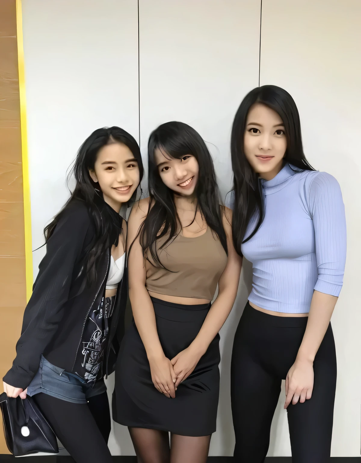extremely detailed 3 cute girls, 25years old, best quality, ultra-detailed, masterpiece, cinematic light, realistic, photo realistic, (skirt lift), ((skirt lift by myself)), nude. pussy. blush, looking at viewer , half body shot , wearing off-shoulder oversized XXXXL shirt , bra, (crowd), (office meeting room) , short hair. bokeh background