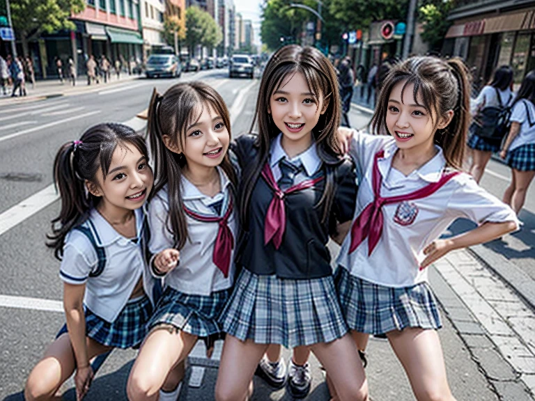 cute girl、A happy smile、 beautiful background,  Four Girls、school gate、   open your mouth and laugh 、  All on the back、uniform、 excited 、Bold angle、Gal Fashion, very many girls,(Girl spreads her legs:1.2), (micro skirt with uniform:1.5),( busy streets in town districts:1.2),Sexy lingerie pantie ,Grinning smile,(Full body portrait),( top quality: 1.2,masterpiece: 1.2),8k, professional lighting, super real ,Ultra HD, high definition ,Ultra HD,( medically accurate body ),( Anatomically Correct Body ),nsfw,Symmetrical, beautiful face, beautiful body, Beautiful Fingers , beautiful hands,Beautiful nails, beautiful eyes,Beautiful arms, beautiful knees ,Beautiful thighs, beautiful feet, skirtlift,The hem is being lifted,(( Show Their Panties Beautiful Girls , Wear Lace Panties)), underboob, himejima_akeno, ponytail, long hair, ribbon, skirt lift pov,
from below, lifted by self, clothes lift,,(Hands behind head:1.5),((multiple girls:1.4)), drip clothes,
drip