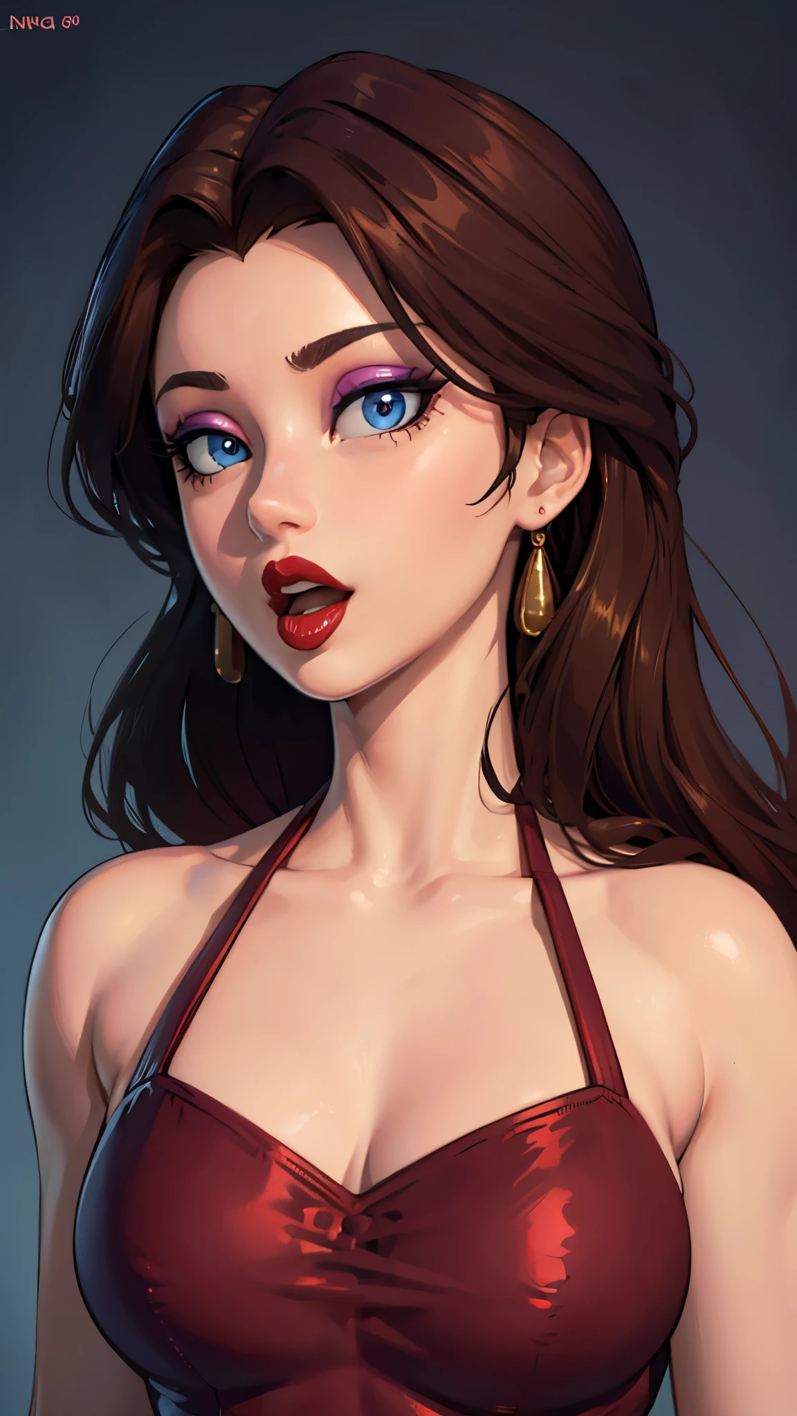 Must Piece, (Solo: 1.1), Perfect Face, (Bright Lighting: 1.2), Beautiful Eyes, Beautifully Detailed Face, Perfect Lighting, Absolutely necessary for the piece, Top Quality, () MILF, () 30 year old woman, red lips, lips, lipstick, red lips, thick lips
8K, high quality, animation, married woman, fair-skinned, beautiful, beautiful face, beautiful, bright, highlights in eyes, sexy, beautiful line drawing.Brown hair color, dark facial make-up, dark purple eyeliner, blue eyes, ((depicting head only)), simple background, open mouth, (tongue out),