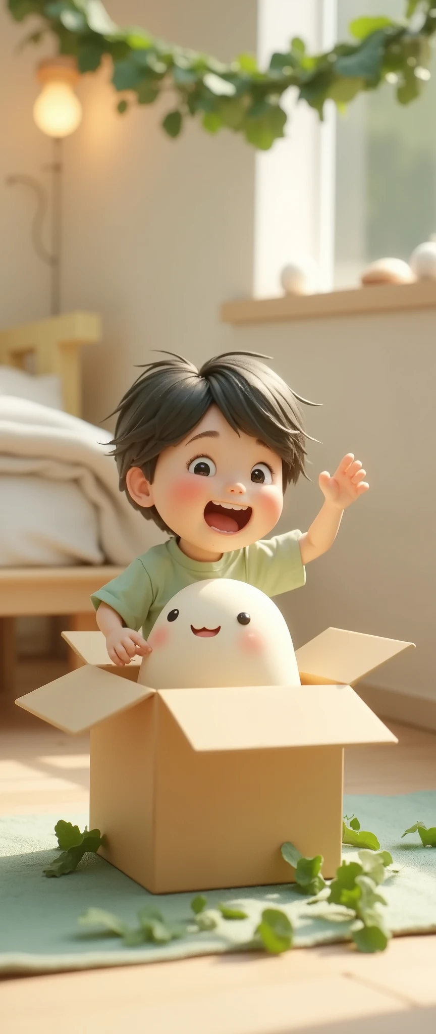 (masterpiece:1.2, top quality),( very detailed), Best Illustration ,8k,16k,Open a real doll box, The boy opened the toy box, There was a daikon figure ,Happy Boy , comical , Minimalist , pixar studio , 3D isometric illustration ,( background is ren's room :2.0),( christmas gift:2.0),( Christmas Decorated Room:2.0 ),(Crossmath vibe :2.0)
