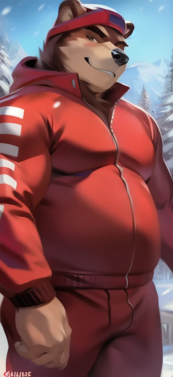 hi res,wolf,anthro,4 fingers,red eyes,horn, blurred background, bottomwear, clothing, life ring, lifeguard, male, muscular, muscular anthro, muscular male,nipples, tail, outside, palm tree, plant, red body, sea, shorts, solo, summer, (swim ring:1.4), tree, (water), detailed background,by milkytiger1145,by takemoto arashi,by null-ghost, lying on water, open smile, (tank top),hyper muscles,hyper pecs bigger than head