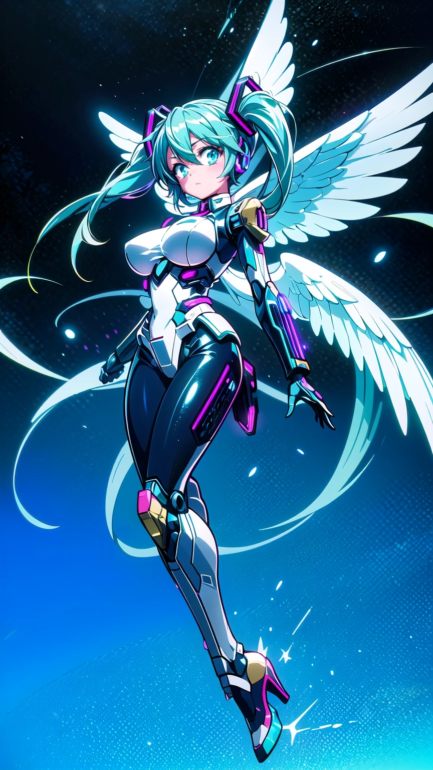 Wear a tailored dress, (((looking at camera)), There is a halo floating above the head, Wings spread, facial details, Halo and wings detail, detailed art, pastel colors, Natural light, View from the front, ultra high definition, Very detailed, center, watercolor,small breasts,open navel,Bare thighs,camel toe,whole body