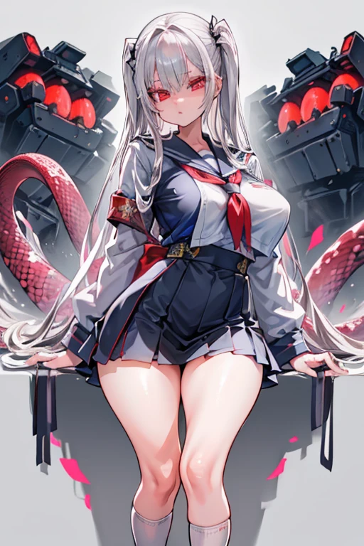 A beautiful woman wrapped in tentacles, with the tentacles stripping her of her clothes、controlled、Crying face、Red cheeks、Silver Hair、Long Hair、Yellow Eyes、Sacred clothing、Short skirt、Large Breasts