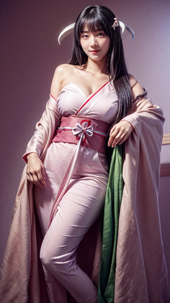 Beautiful veiled girl with long hair, hair sticking out from under the scarf. short and tight skirt, beautiful purple bodice, big and beautiful black eyes, very high quality and very realistic, cleaning the table,