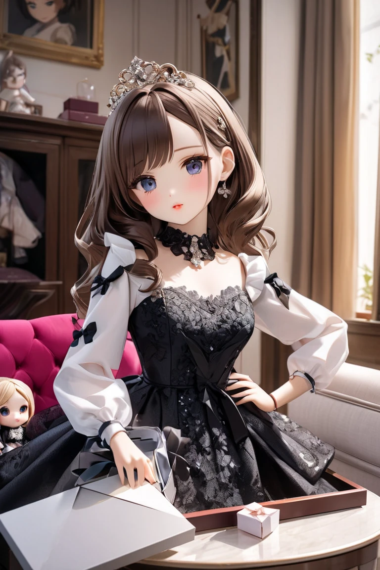 (SFW:2), photorealistic, realistic photo, 8k, ((highest quality)), ((masterpiece)), (extremely detailed), kukolnydom, doll, (mature woman, 20yo, 20 years old:1.6), solo, ((cowboy shot, standing, slim, slender, skinny, medium breasts, princess costume, tiara, castle)), (green eyes, brown hair, long hair, plastic skin, looking at another, glass eyes, gradient eyes, shining eyes, detailed eyes:1.3)