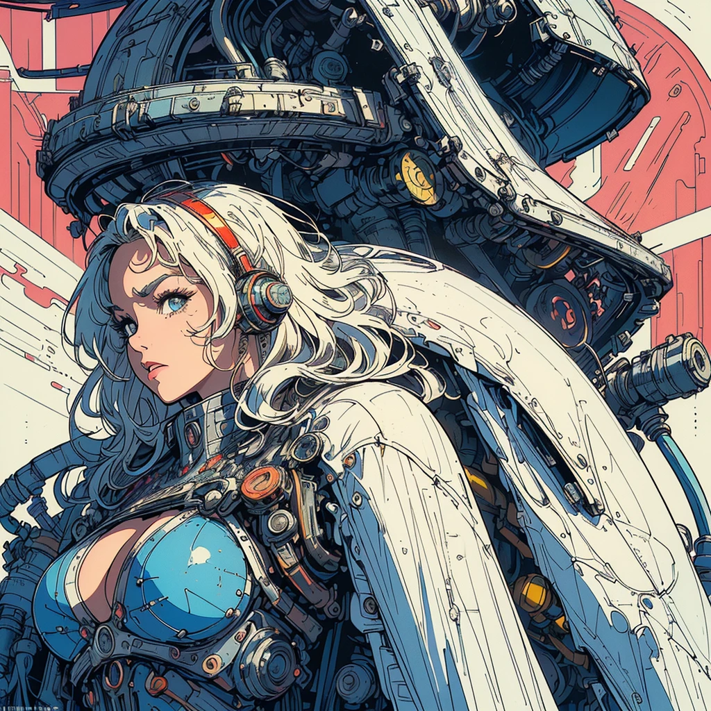 a close up of a woman in a dress with a large breast, full body, full color manga cover, style of masamune shirow, manga comic book cover, by Masamune Shirow, white haired deity, inspired by Masamune Shirow, doujin, japanese comic book, full color manga visual style, manga cover style, manga cover, ecchi