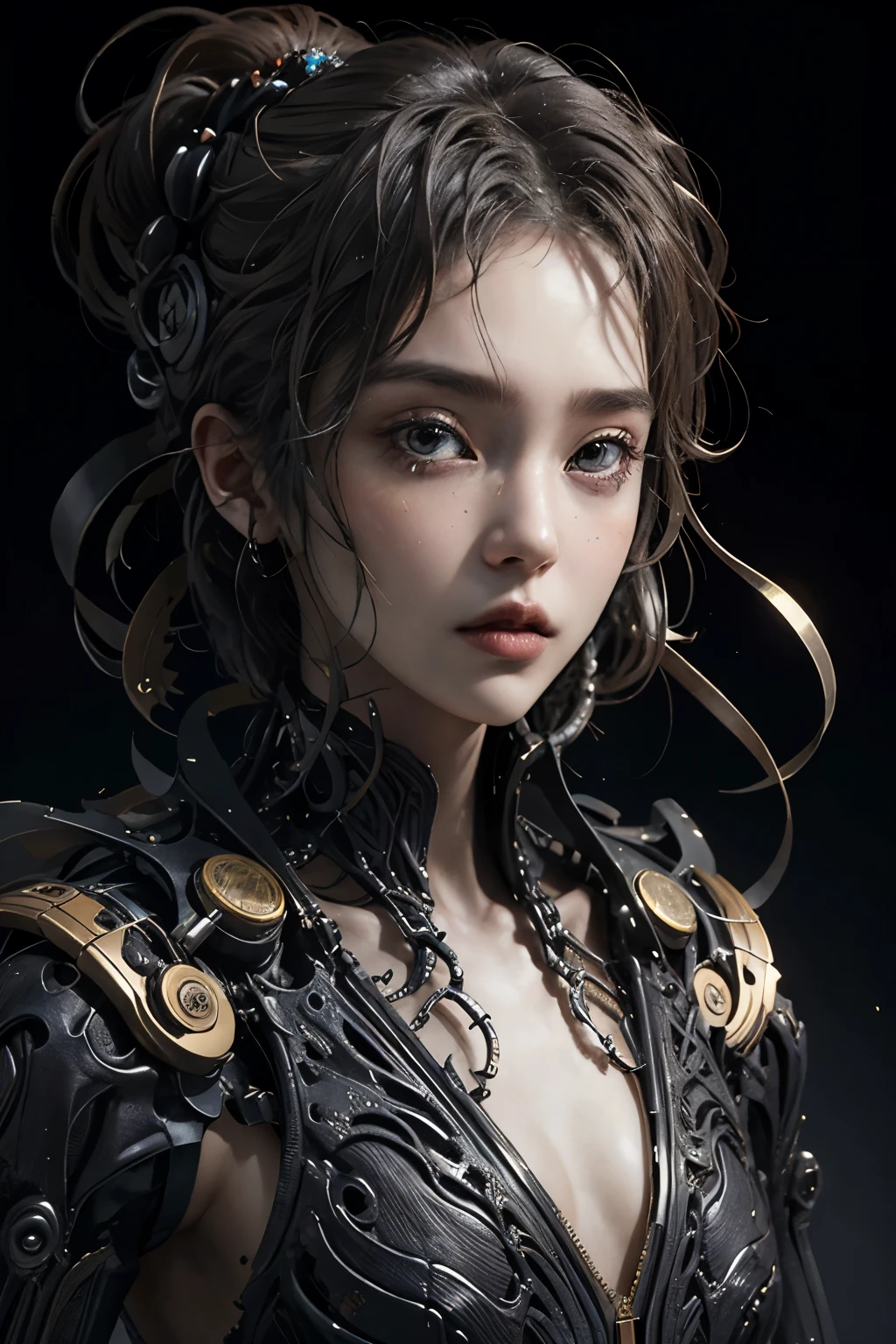 official art, unity 8k wallpaper, ultra detailed, beautiful and aesthetic, masterpiece, best quality, (zentangle, mandala, tangle, entangle), (fractal art:1.3) , 1girl, extremely detailed, dynamic angle, cowboyshot, the most beautiful form of chaos, elegant, a brutalist designed, vivid colours, romanticism, by james jean, roby dwi antono, ross tran, francis bacon, michal mraz, adrian ghenie, petra cortright, gerhard richter, takato yamamoto, ashley wood, atmospheric, ecstasy of musical notes, streaming musical notes visible