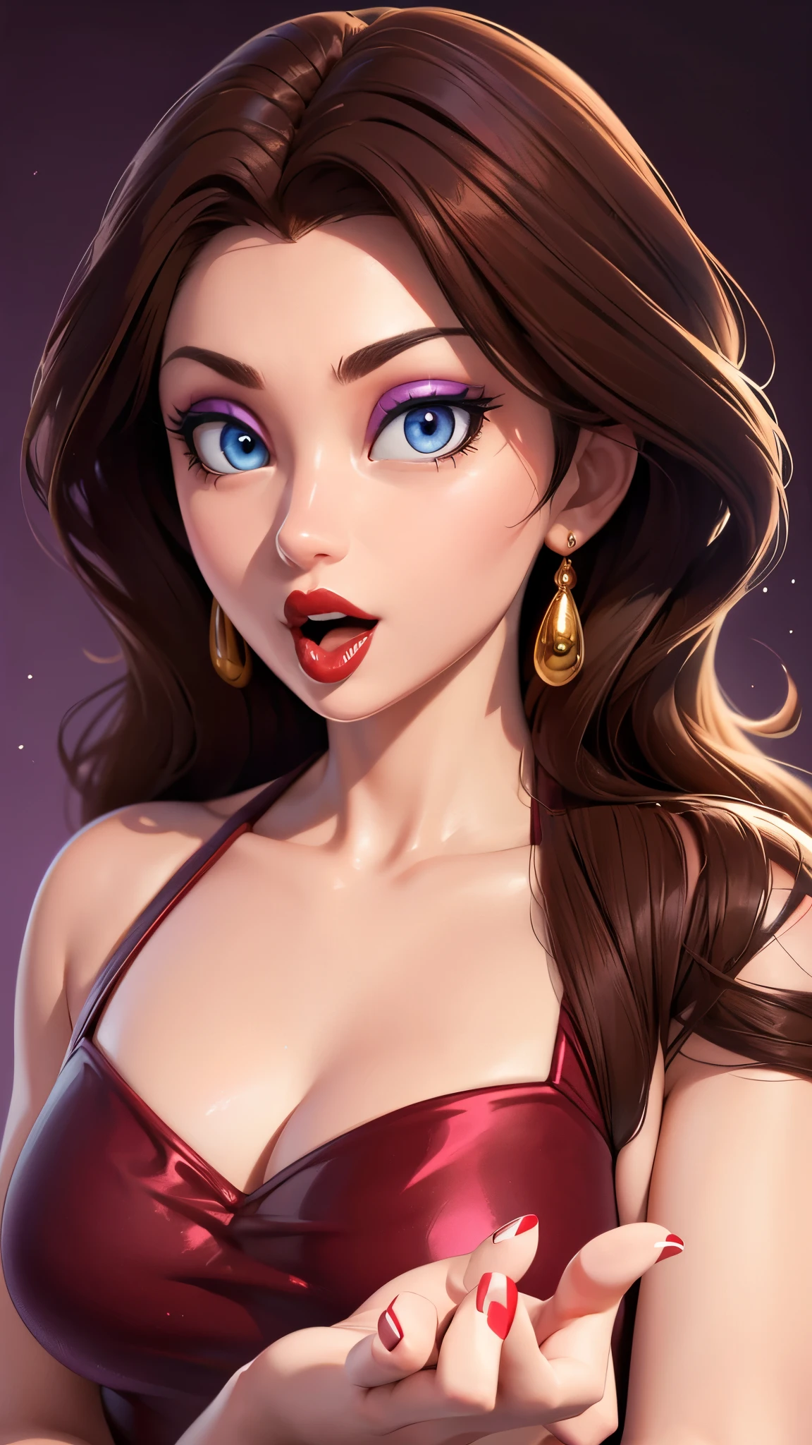 Must Piece, (Solo: 1.1), Perfect Face, (Bright Lighting: 1.2), Beautiful Eyes, Beautifully Detailed Face, Perfect Lighting, Absolutely necessary for the piece, Top Quality, () MILF, () 30 year old woman, red lips, lips, lipstick, red lips, thick lips
8K, high quality, animation, married woman, fair-skinned, beautiful, beautiful face, beautiful, bright, highlights in eyes, sexy, beautiful line drawing.Brown hair color, dark facial make-up, dark purple eyeliner, blue eyes, ((depicting head only)), simple background, open mouth, (tongue out),((tongue in cheek))