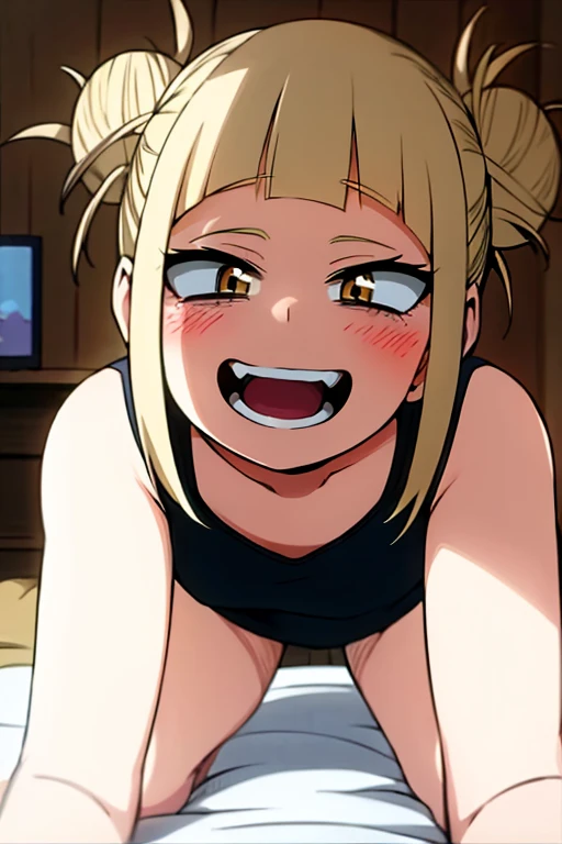 nsfw,(Crossdresser),blonde low twintails,(naked),Groin bulge,Embarrassed expression,((Doggy style sex)),Front view,Ahegao,