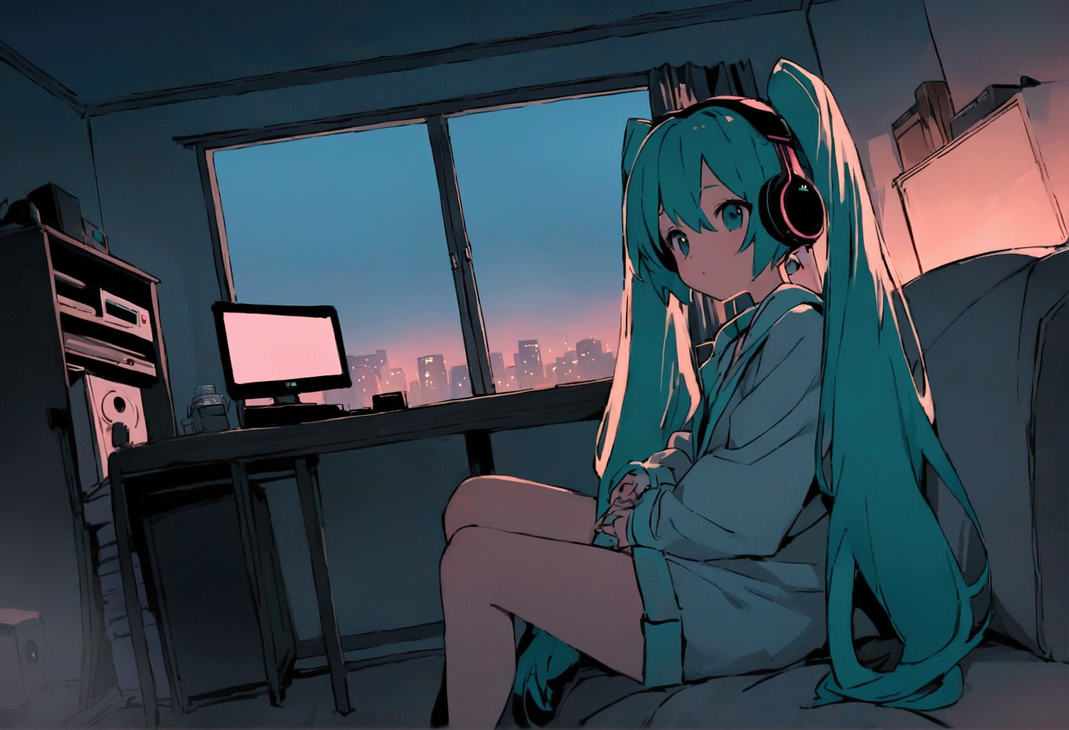 European hippie girl meditating in her room, dream, Please wear headphones., night light, Neon landscape on a rainy day, Analog color theme, Lo-Fi Hip Hop , retrospective exhibition, flat, 2.5D ,Draw a line, ink painting, Osaka Road, Watercolor painting, gouche paint, Studio Ghibli Style, Very bright colors, Outerton, Kraut Lock, Lofiato, 70's style,Old meat, Amplitude,Psychedelic atmosphere, Masterpiece, Amazing technology,