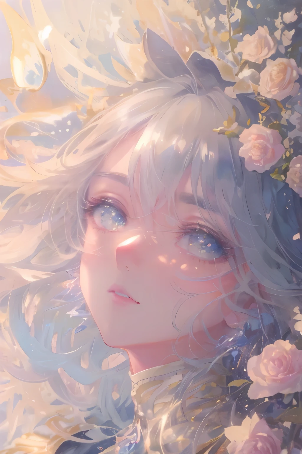 (High quality, 8K), (Soft light), Highlight color, One girl, Detailed face, Detailed eyes, watercolor paiting,  very magical and dreamy, dreamy and detailed, dreamy atmosphere and drama, Gorgeous atmosphere, Beautiful dreamy lighting, dreamy ambiance, Beautiful atmosphere, Dreamy Romantic, Ethereal dreamy theme, Beautiful atmosphere, Anime Background Art, Magical atmosphere + masutepiece, dreamy aesthetic, Beautiful details with atmosphere, Black hair, sad face, yellow