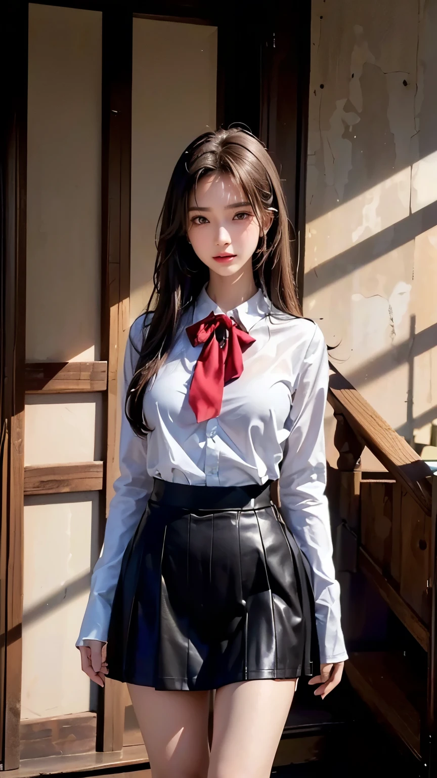 18-year-old high school girl in ink mini skirt(A dark-haired)