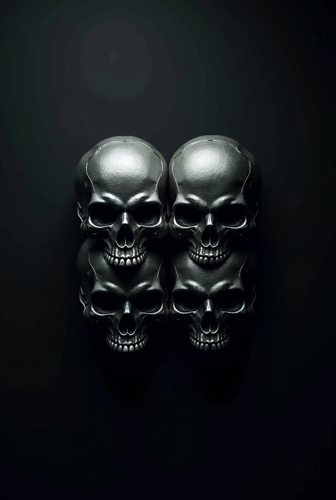 Skull head from the front with an evil look with a cap with a letter D in dark tones