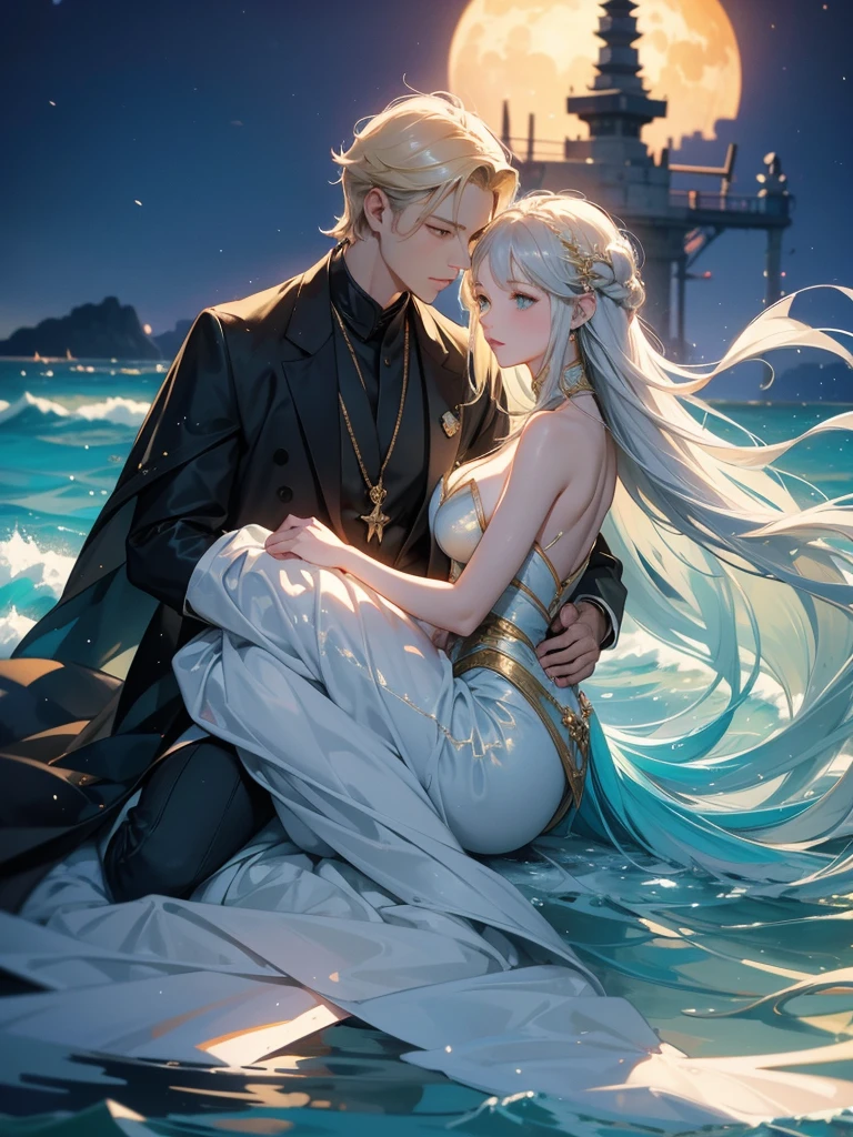 there is a man and woman sitting on a boat together, on a boat, roberto ferri and ruan jia, lv, 🤬 🤮 💕 🎀, by Anita Malfatti, by Emma Andijewska, dolce & gabbana campaign, they are in love, on the ocean, on the sea, jia, 🕹️ 😎 🚬, beautiful line art, detailed manga style, extremely fine ink lineart, black and white manga style, black and white line art, ink manga drawing, intense line art, pencil and ink manga drawing, intense black line art, in style of manga, exquisite line art, perfect lineart,exquisite line art, exquisite digital illustration, detailed digital drawing, black and white coloring, digital anime illustration, a beautiful artwork illustration, detailed matte fantasy portrait, beautiful line art, great digital art with details, goddess. extremely high detail, 4k detailed digital art, stunning digital illustration, digital fantasy illustration,((Best quality)), ((masterpiece)), (detailed:1.4), 3D, an image of a beautiful female,HDR (High Dynamic Range),Ray Tracing,NVIDIA RTX,Super-Resolution,Unreal 5,Subsurface scattering,PBR Texturing,Post-processing,Anisotropic Filtering,Depth-of-field,Maximum clarity and sharpness,Multi-layered textures,Albedo and Specular maps,Surface shading,Accurate simulation of light-material interaction,Perfect proportions,Octane Render, Two-tone lighting,Wide aperture,Low ISO,White balance,Rule of thirds,8K RAW