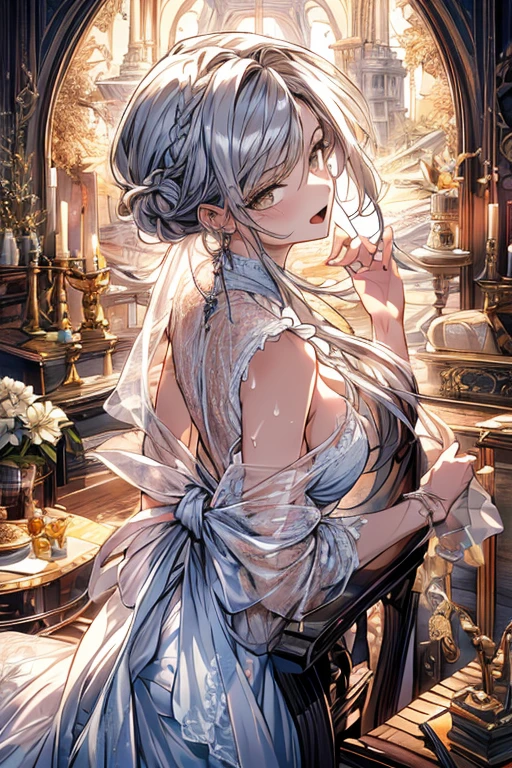 ((masterpiece,best quality)),(1girl),beautiful detailed eyes, luxury, jewelry, window,