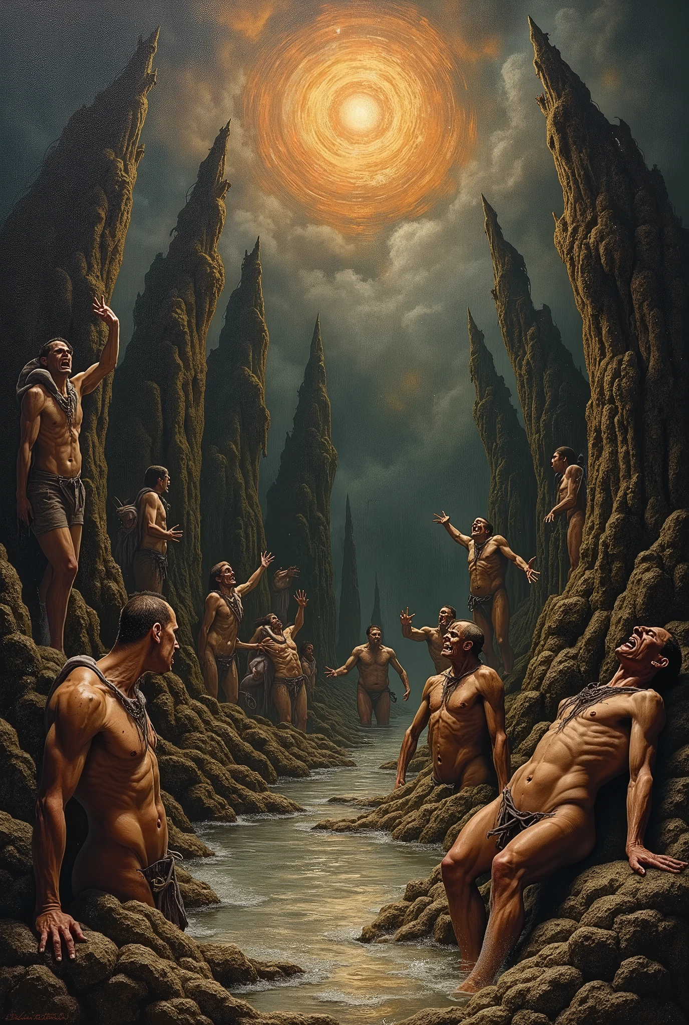 <lora:Nicolas Poussin Style:1>Nicolas Poussin Style - Perspective painting of looking down from olympus to hades, beautiful greek mythology, incredible dynamic perspective concept art, beautiful and detailed and emotional