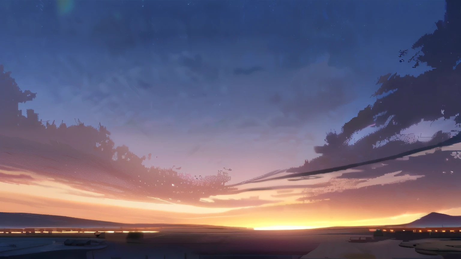 Sky, sunset and pink lines, monochrome artwork style, Felicia Simion, digital art technology light black and magenta, sparkling black and orange by Byard Wu and Marc Simonetti and George Inness--Q2--S750--V 5.
