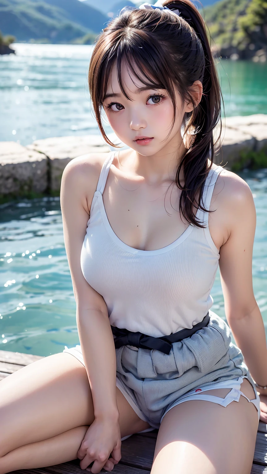 (8k, RAW Photos,Highest quality, High resolution:1.1), (Ultra-realistic:1.4),(Realistic, Realistic:1.3),The Beauty of Japan、
BREAK (((White tanktop, Wet sheer tanktop))), Transparent nipples, 
BREAK (armpit:1.3), ((Upper Body:1.3)), Lean Body, large Breasts,
BREAK 1girl, solo, 17 yers old, shigure, ahoge, single braid, hair ornament, hair flaps, hand ribbon,
BREAK ((Wet with rain)), 
