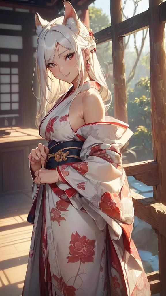 ((1 girl)), kunoichi, (((Bangs that cover one eye))), Ninja, kimono, Holding a sword, Rough poses, sleepy, Masked, Droopy eyes, Latest modern fashion, Floral costume, fluffy, warm, Big Breasts, Squat, Cowboy Shot,((Very detailed,highest quality, High resolution, Apathy, 8k wallpaper, Beautiful clothes,)),((Pure white hair)), Long Hair,Messy Hair, eye shadow, eyeliner,Glow Eye, Very detailedな目, Beautiful Eyes, (Glowing pink eyes),22-year-old girl,