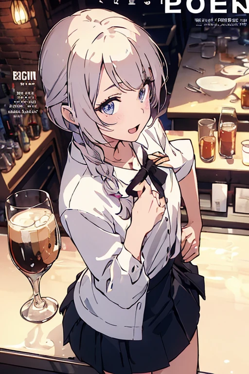 Drunk、liquor、Pink haired woman、blue eyes