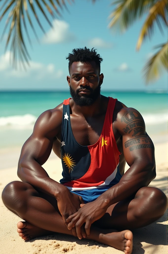 Fat black guy in a big-nosed thong