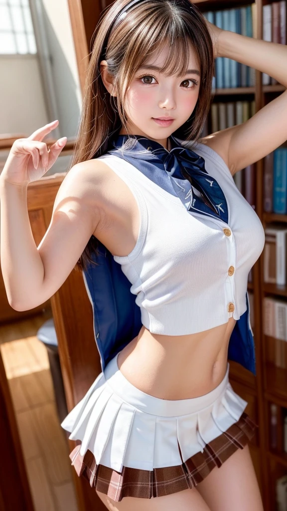 ((Hands raised posture,Exposing the left and right armpits、Show your whole body、in class room、In front of the classroom blackboard、Stand in front of the blackboard、Underarms、We show the armpits in detail、red lipsticks、Oily shiny armpits,、Shiny oily armpits、Realistic and detailed armpits、Sweat shines under the armpits、red lipsticks、Sexy white bra、Ultra-realistic armpit wrinkles、Japanese high school girl、White sexy bra for upper body、Japan Female Student Uniform))、Detailed armpit wrinkles、Realistic armpits、Bright red lipstick、shooting full body、Full body figure、showing armpit、Shiny armpits、White bra and sailor suit skirt、red lipsticks、ssmile、High-Ponytail hairstyle)), ((Show off your armpits with a white bra and uniform skirt、独奏、A smile)) 、(Photos realistic、Show underarms、Underarm shines), (A high resolution), (8K), (The is very detailed), (Best Live Action), (beatiful detailed eyes), (top-quality), (ultra - detailed), (tmasterpiece), (the wallpaper), (详细的脸), drooing eyes,perspired,Your body sparkles with sweat、Underarms,inner colored,独奏,Japanese high school girl、White bra、Wearing a uniform skirt、Underarms、red lipsticks、Raise your hand to show your armpits、Underarms、 (Photos realistic), (A high resolution), (8K), (The is very detailed), (Best Live Action), (beatiful detailed eyes), (top-quality), (ultra - detailed), (tmasterpiece), (the wallpaper), (详细的脸), drooing eyes、Underarms,High ponytail、inner colored,独奏, Japanese high school girl、((Uniform skirts:1.4))、 (top-quality、8K、tmasterpiece:1.3)、RAW photography、hentail realism、Photorealsitic、Beautiful legs、acurate、Anatomically correct body