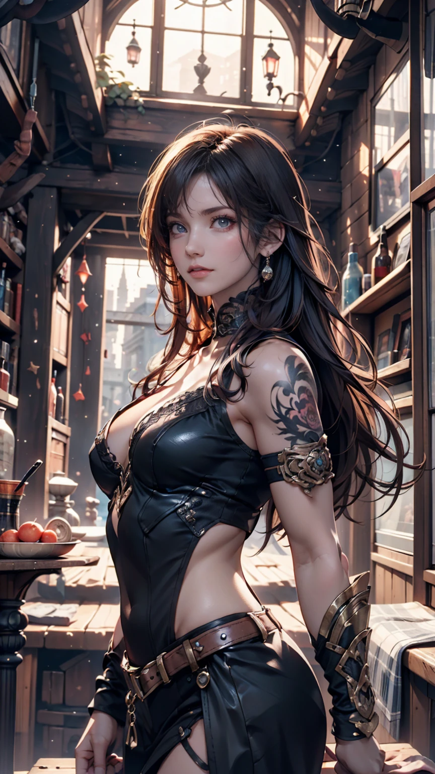 Beautiful mature milf arachne in the back with eight spider legs with black hair and blue eyes with big breasts high details UHD super detail accurate best quality