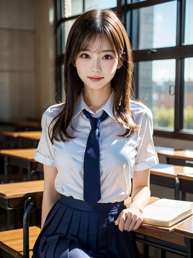 (8K, best quality, masterpiece:1.2), (realistic, photo-realistic:1.37), (high color saturation:1.0), (highly detailed skin), (highest quality:1.0), (ultra high resolution:1.0) ,(realistic:1.0), (Super detailed:1.0), (8K, Raw photo:1.1)、standing random pose, smiling, natural breast, perfect lighting, ((3girls students)), 18years old, (mysterious), clear and detailed, ((school_uniform, Japanese sailor uniform, flared skirt)), (classroom), cute face, (cloch_panties), pretty hip,
