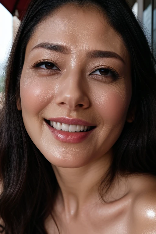 ((Highest quality)), ((8K)), ((masterpiece: 1.3)), (Perfect appearance), (Photorealism: 1.6), RAW Photos, Light contrast, Cinema Lighting, (JMA, AIF),60 years old, Japanese Mature), ((Realistic skin texture)), ((Realistic skin texture)), (Fine wrinkles all over the skin), (Dullness), (Facial wrinkles), (Wrinkles around the eyes), double eyelid, Tear bags under the eyelids, A gentle gaze, smile, (Semi-long hair), (Hair with messy ends), (Small breasts: 1.2), (Small breasts), (Flat Chest), (Flaky, saggy breasts), Sweaty skin, (Lightweight T-shirt, Culottes), Areola with a faint sheer, Photo Background, Outdoor, Yotto Harbor,
