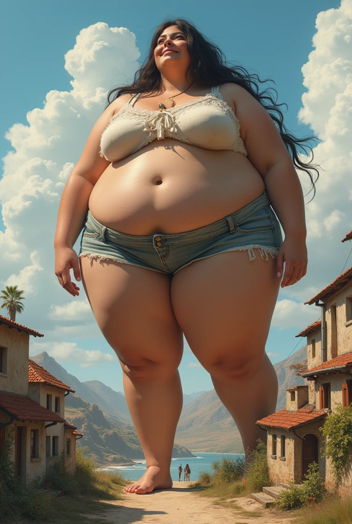 Nude milf , giants, gigantic boobs, gigantic butt ,peeing on top of the train,