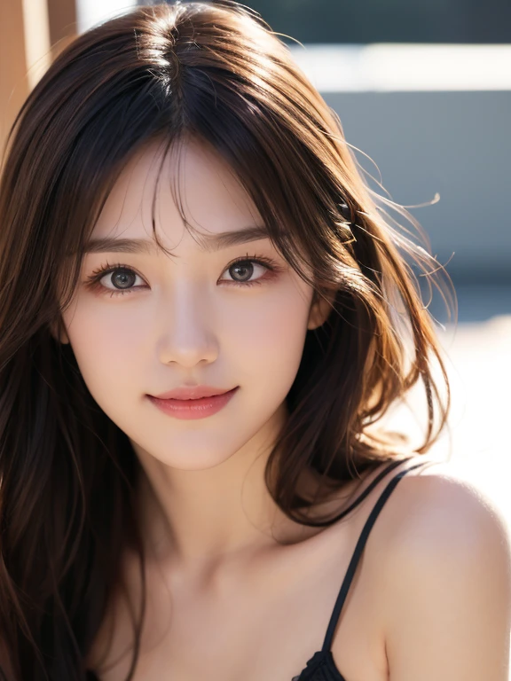 (((surrealistic、top-quality、 Ultra-high resolution,Ultra-high definition,Raw foto、1womanl,Double beautiful eyes))),Detailed dark blue eyes,Detailed lips,natural soft light、profetional lighting、 realisitic、Super live-action、Photorealsitic,Japanese ido,Korean Idols、 Mature body、Great natural makeup、Soft body、Japan 17 years old beautiful girl, (Fashion influenced by Namie Amuro,17-year-old beauty,Very beautiful woman,accessorized,Fashion with a focus on design,a miniskirt、poneyTail,Colossal tits,sitting on、Natural pose),City of Shibuya,Gentle smile,Gentle expression,Good smell of perfume,Looking at the camera