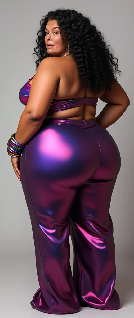 Objective: Capturing the essence of hyperrealistic fashion and body positivity,
Neon purple, Attire: A fusion of HUGE Ass Women, Milf, and Vixen-inspired outfits, featuring Big HUGE Ass, Sexy, and Hot elements. The outfit incorporates teal hair, very short (rococo) hair, and red clothes with lots of bio-translucent pink and inflatable parts and puffy sleeves. The look is reminiscent of Dua Lipa as Megan thee Stallion's character Vixen from DC Comics, emphasizing the superior, bottom-heavy body part and #HyperAss #Gig