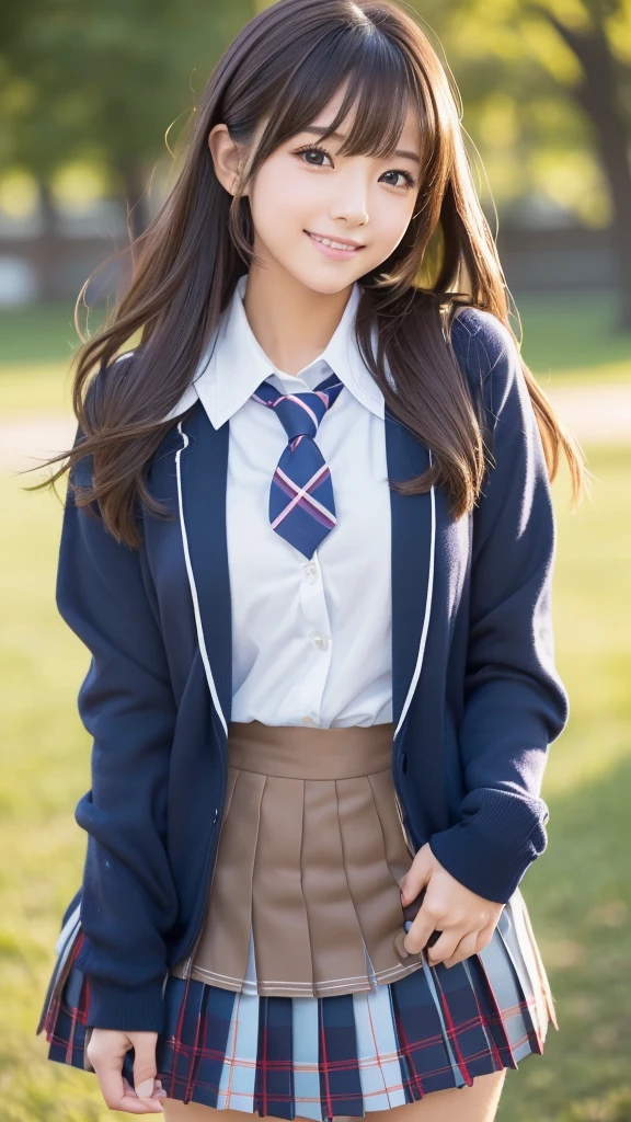 Panties visible from under the skirt, (Japan Female Students:), Big Plans, photograph, thin, (), Young Face, Average face, RAWphotograph, Highest quality, High resolution, (Tabletop), (photographrealistic:1.37), Professional photographgraphy, Sharp focus, 10 generations, Detailed face, Background Blur、(13 year old ent:1.6)、Tight waist、Sailor suit、cardigan、Navy blue mini skirt、8K resolution, Intricate details, Written boundary depth, Highly detailed CG Unity 8k wallpaper, Front light, Browsing Caution, woman, girl, beautiful , smile, thin, (Lively poses:1.3), Rear View, Thighs Thighs Thighs Thighs, (Long Hair:1.3), length, Collected from the ground