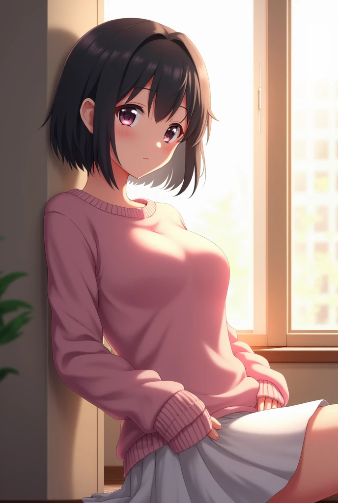 ((Highest quality)), ((masterpiece)), (detailed),Perfect Face,Strong light from the front,Naked teen sitting spread-eagled on bed,