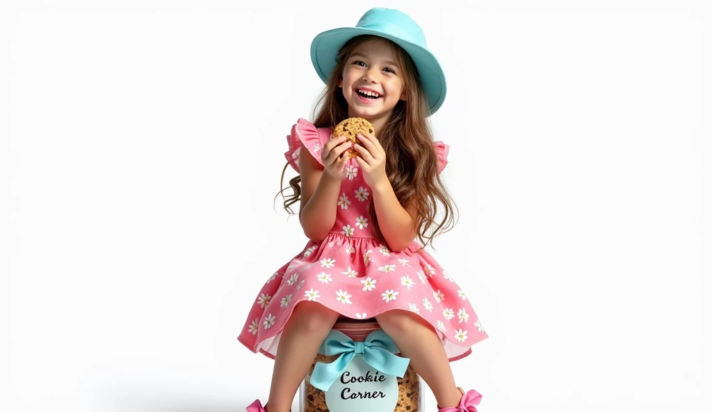 there is a girl sitting in a basket with flowers, fondo coloreado, flor , retrato foto de moda, katelynn mini lindo estilo, Editado, foto de perfil, Subido, Hecho con Photoshop, Foto el Snapchat, added detail, coloreado saturado, dulce sonrisa, with a happy expression, Foto coloreada, happy expression, lindo adorable, arte el fan, she is smiling and excited