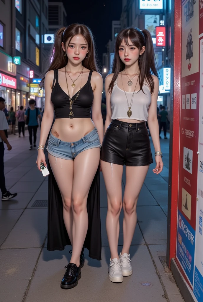 (8k、RAW Photos、top-quality、​masterpiece:1.2)、(realisitic、Photorealsitic:1.37)、1girl in、japanes、25-years old、femele、night cityscape、Street at night、blurry backround、(realperson、a picture)、High-key lighting、natural soft light、face lights、photon maping、Radio City、(full bodyesbian)、(fullnude)、Dark brown hair、Detailed lips、detailedeyes、More skin、(huge tit:1.3)、(trench coat)、(open coat)、(Wear a coat)、(((no brassiere)))、(((no panty)))、high-heels、Exposed cleavage、exposed shoulder、Thigh exposure、(cammel toe)、perfectbody、shinny skin、((to stand))、dynamicposes、cowboy  shot、Make eye contact with the camera