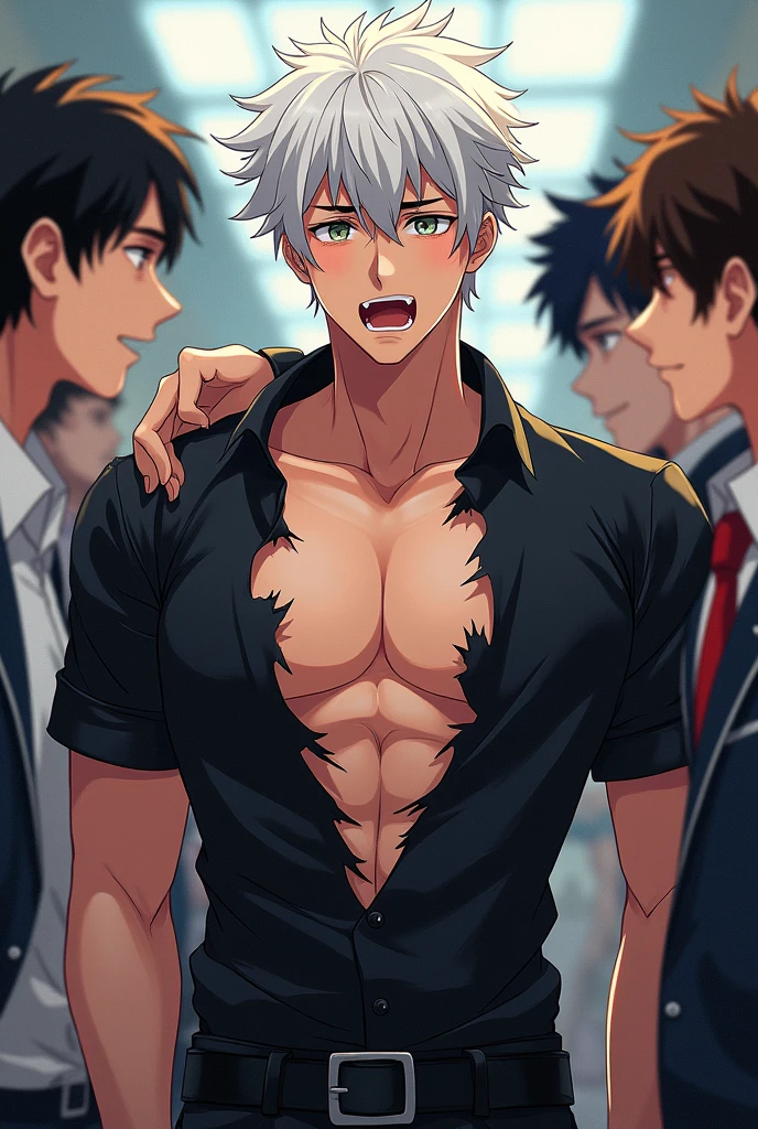 Masterpiece,Highest quality,8k,Handsome,good looking,White Tiger,Muscular,Huge muscles,White Tiger,teenager face,Child,Little,group sex in a train,