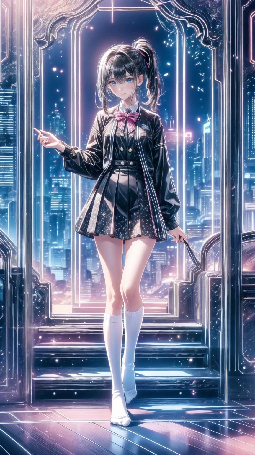  top quality,  masterpiece  , high definition , original ,extremely 詳細ed wallpaper,  PERFECT LIGHTING ,extremely 詳細ed CG, standing,
bb制服, thigh-length socks ,