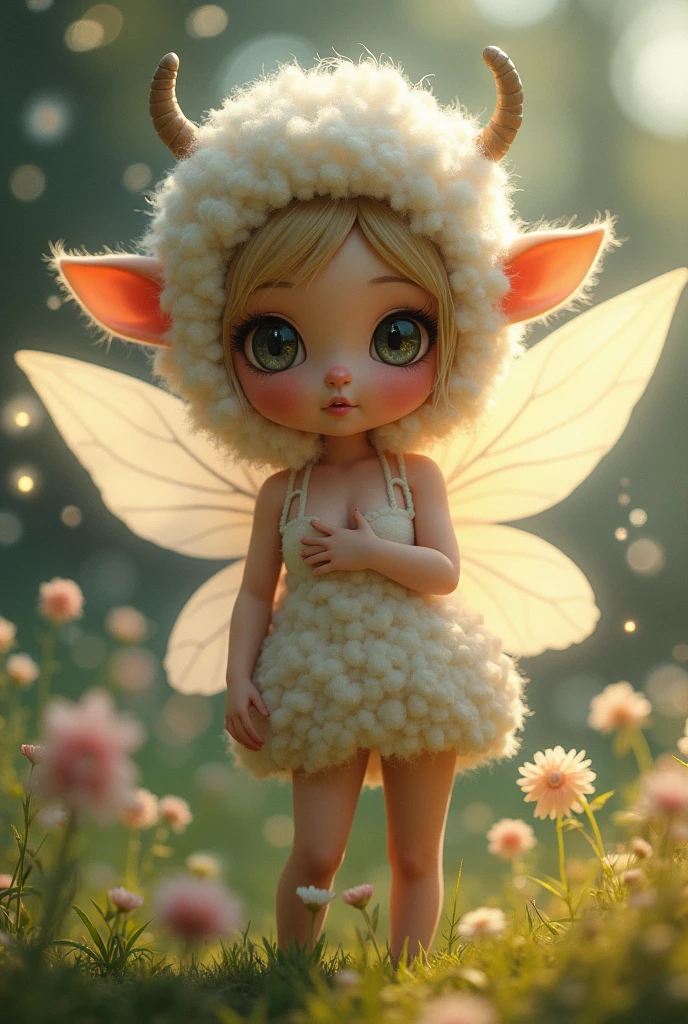 Teenager around 18,Light pink skin,fluffy golden moth antennas, big, completely black eyes,short-hair, baby pink and mint green ,curly,it has two pairs of arms ,it has a lot of hair on its chest ,and its body hair is magenta,it has a pair of wings that are the same color as its hair and are very fluffy .