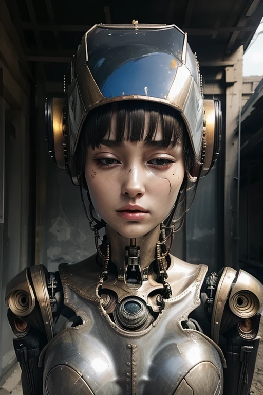 (masterpeace), ((super real photography: 1.5)), ((photo realistic: 1.3)), (real photo), whole body, 
A Japanese girl, ((A young girl robot: 1.5)), 
BREAK
headgear, ((real clear skin)), ((beautiful face: 1.5)), ((Super cute: 1.5)), ((well-balanced face)), (close eyes: 1.3)), longeyelashes, stunning big eyes, luscious glossy lips, ((blunt bangs)), 
BREAK
(slender body: 1.3), petite bust, (the heart is lighting), 
BREAK
High-Mechanic body, octane rendering, Super Detailed machine, ((connected electric cables)), 
BREAK
A bold and aggressive pose, ((bust shot: 1.3)), cinema quality, professional photograph, (real movie scene: 1.5), (Bright Light: 1.2), Eye-Level Shot, wide lens, (fujifilm 35mm), (film photo), RAW, Excessive Embellishment, UHD, 
BREAK
anatomically correct, textured skin, best quality, 8k